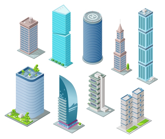 Isometric 3D buildings