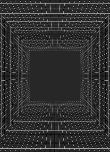 Vector isometric 3d checkered room background with black backdrop