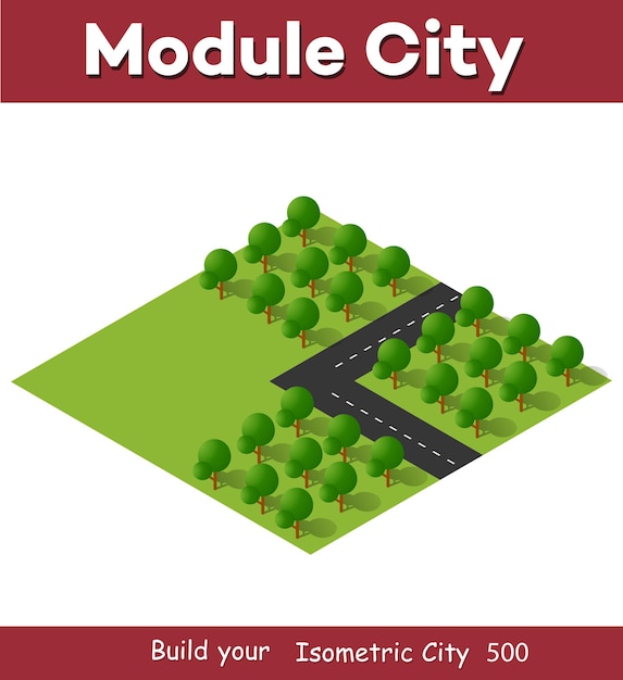 Isometric 3D illustration view from above to the Forest quarter