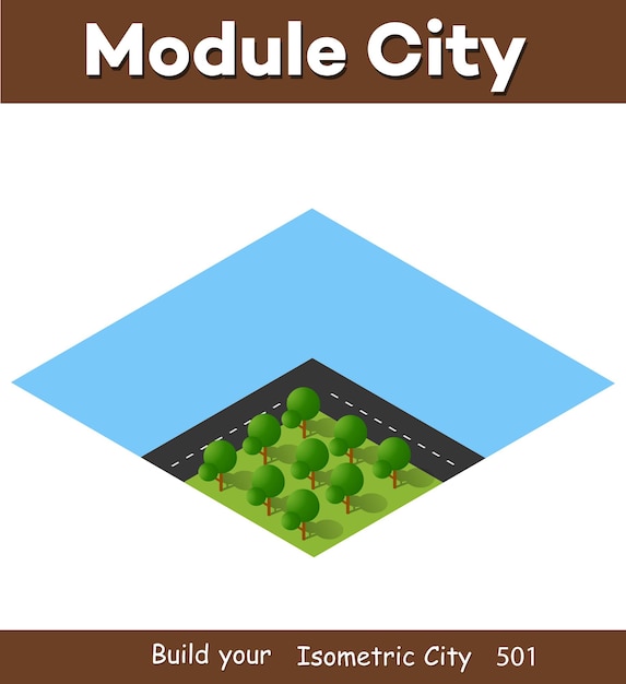 Isometric 3D illustration view from above to the Forest quarter