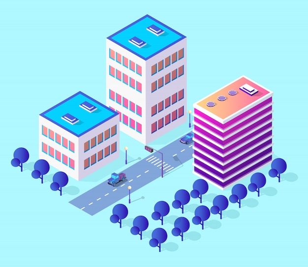 Isometric 3d module block district part