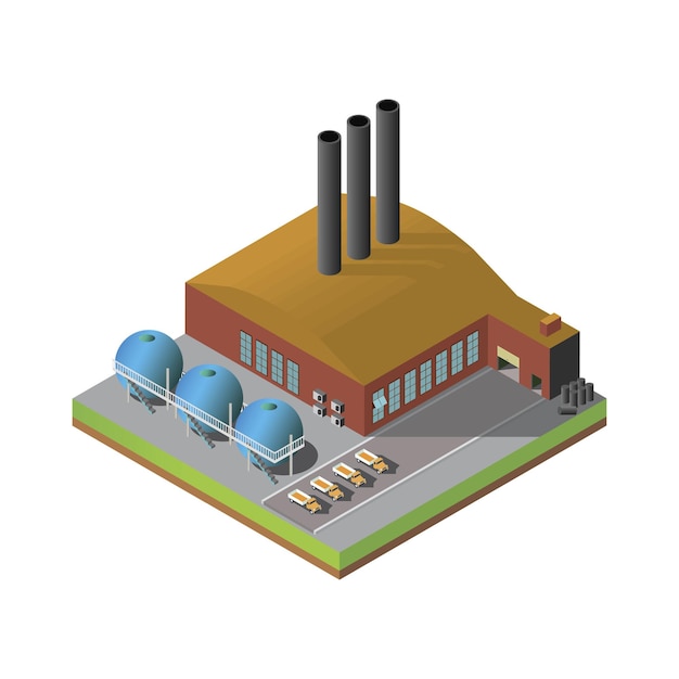 Vector isometric 3d oil refinery plant