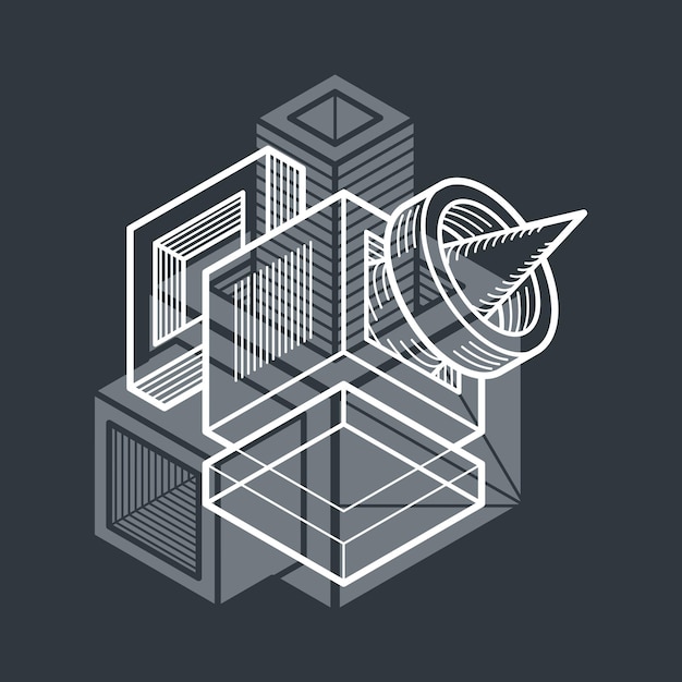 Vector isometric abstract vector dimensional shape, polygonal figure