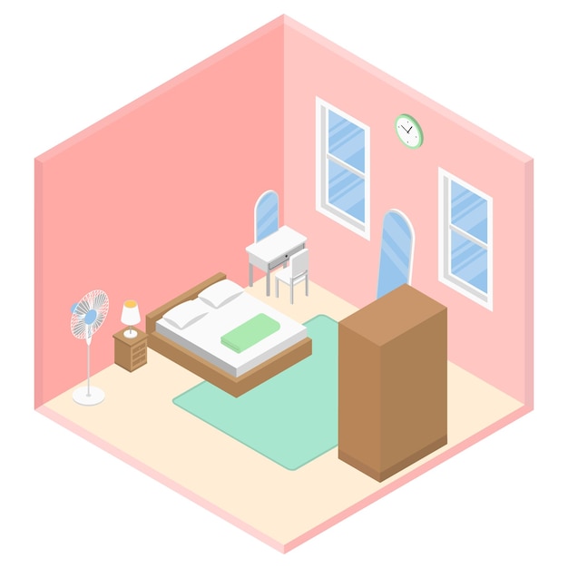 Isometric Adult Bedroom