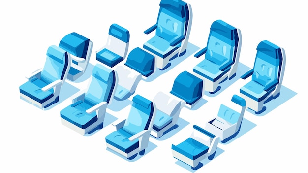 Vector isometric airplane seats set for economy class travel