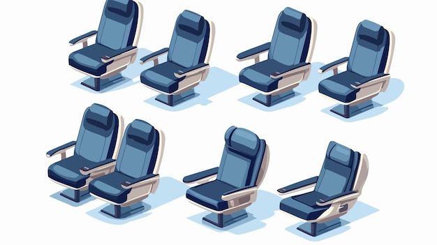 Vector isometric airplane seats set for economy class travel