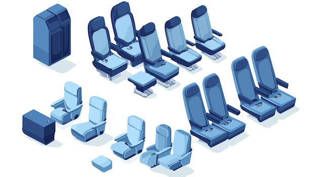 Vector isometric airplane seats set for economy class travel