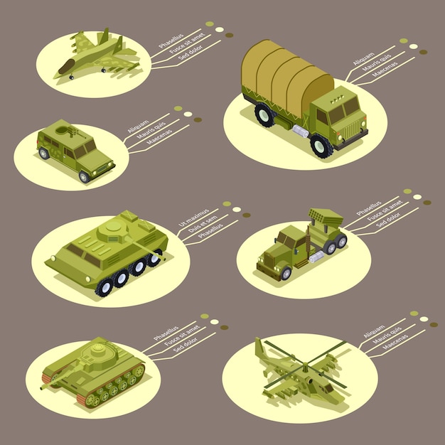 Isometric armor weapon of infographic  illustration