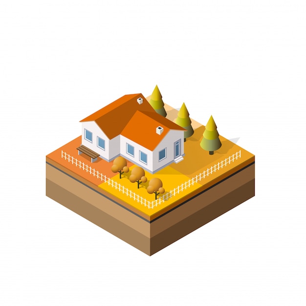 Isometric autumnal city