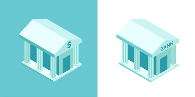 Isometric bank building icon isolated on two different background Vector illustration Eps 10