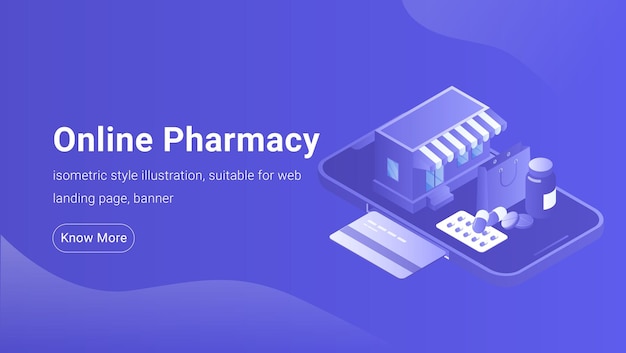 Isometric Banner Template for Online Pharmacy