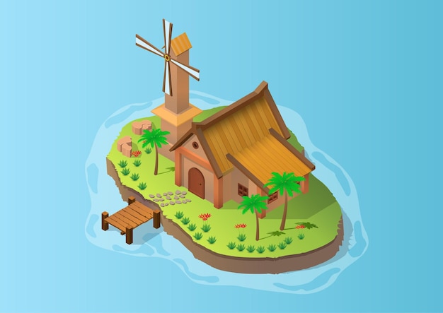 Isometric beautiful island