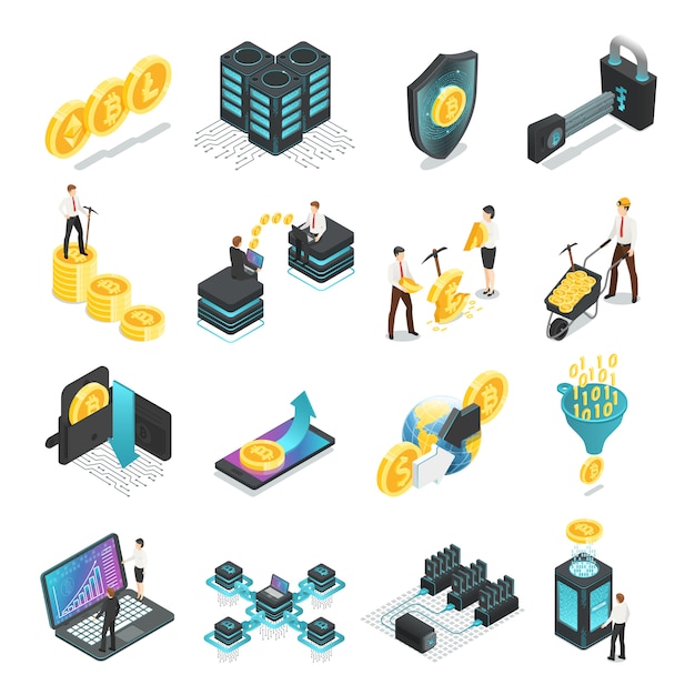 Isometric blockchain elements set