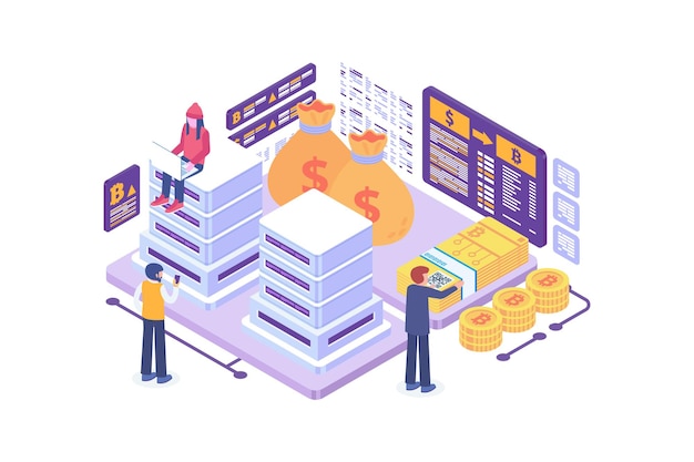 Isometric blockchain investment concept