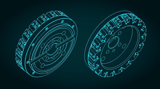 Isometric blueprints of disc mill cutter