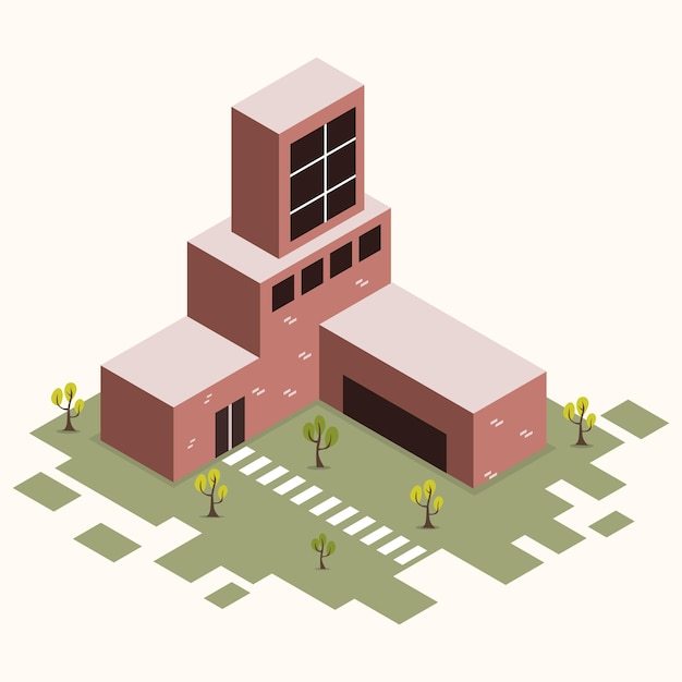 isometric building city with 3D flat Isolated for creating isometric building infrastructure