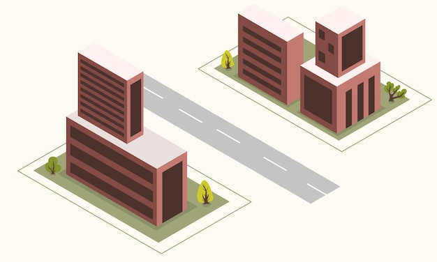 isometric building city with 3D flat Isolated for creating isometric building infrastructure