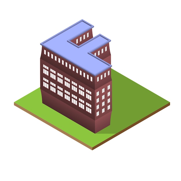 Isometric building letter F form