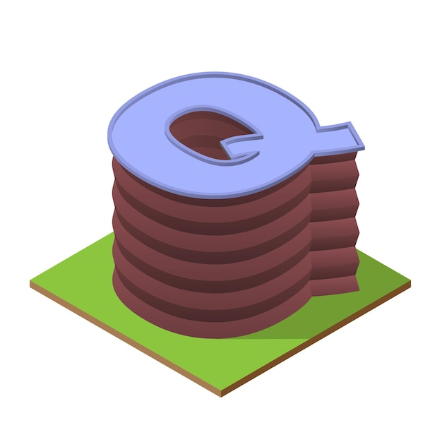 Isometric building letter Q form