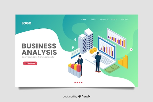 Isometric business landing page template