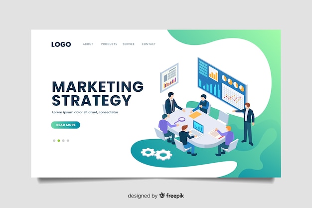 Isometric business landing page template