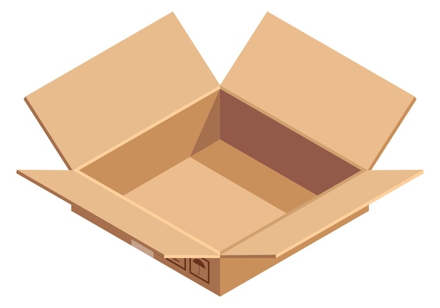 Isometric cardboard box Open delivery package icon