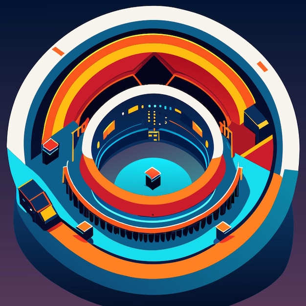 isometric circular motion vector illustration