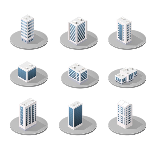 Isometric city icons