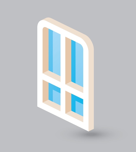 Vector isometric closed window or door on gray background vector illustration icon or symbol for web 3d object