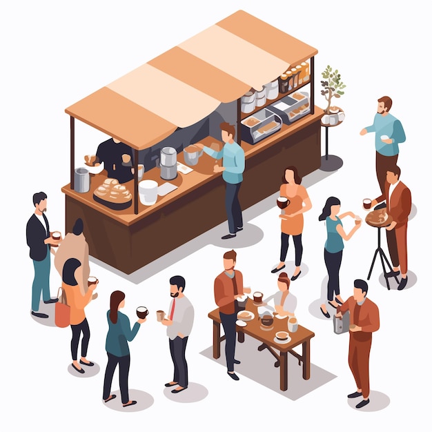 Isometric Coffee Tasting Vector Illustration for Professional Use