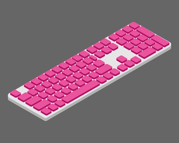 Isometric Computer keyboard with pink keycaps