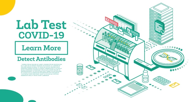 Isometric Covid19 Testing System Vector Illustration Antibody Lab Test Outline Concept