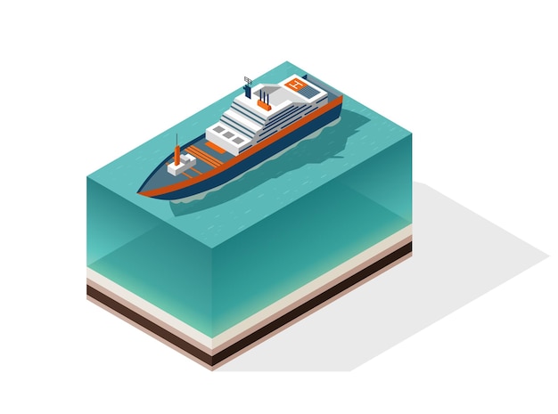 Isometric cruise ship Passenger transportation by water Vector isometric icon or infographic element Ocean transport