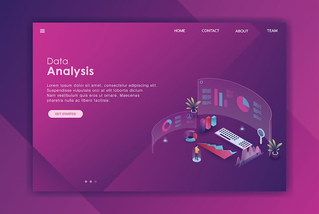 isometric data analysis landing page template