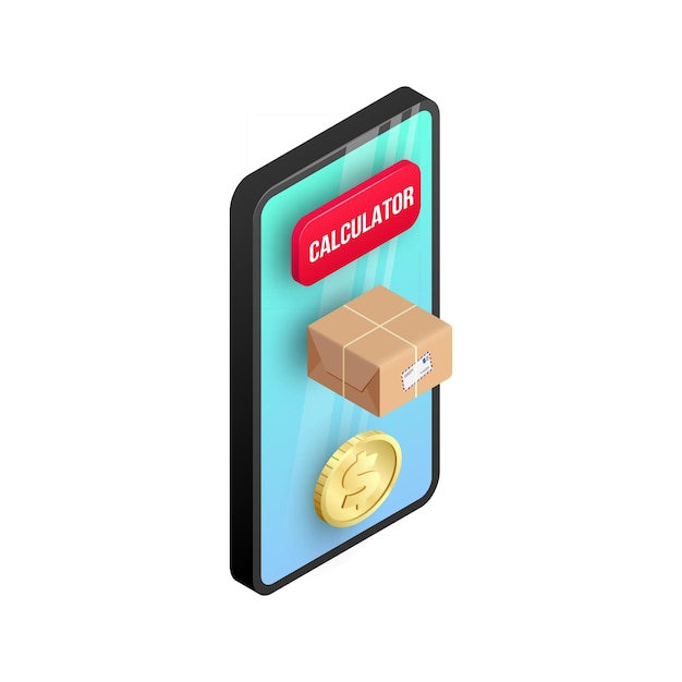 Isometric delivery calculation shipping design.