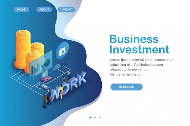 isometric design landing page business