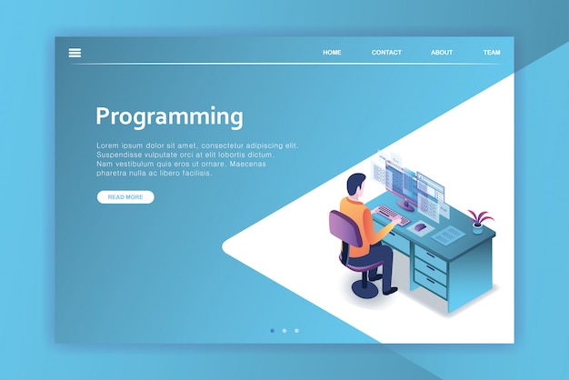 isometric design landing page business