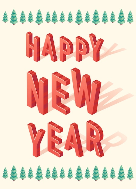 Isometric design of New Year greeting card