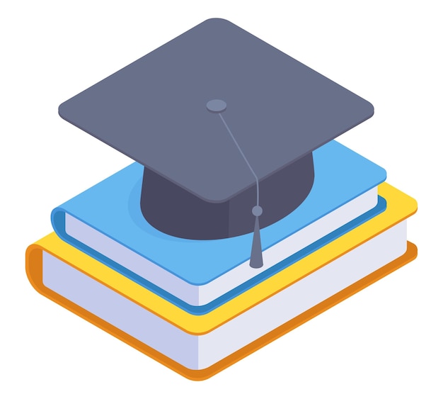 Isometric education concept High school or college graduation final exams education and studying 3d vector illustration on white background