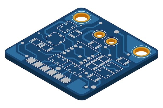 Vector isometric electronic board isometric printed circuit board integrated circuit board vector illustration