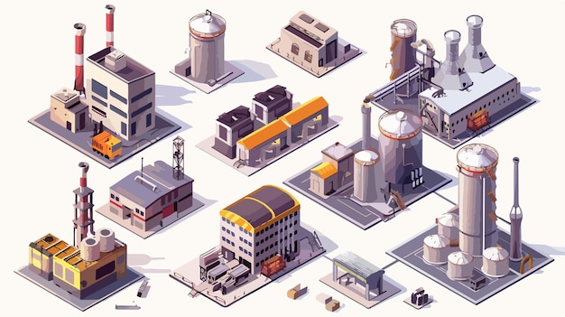 Isometric Factory Icon with Professional Equipment