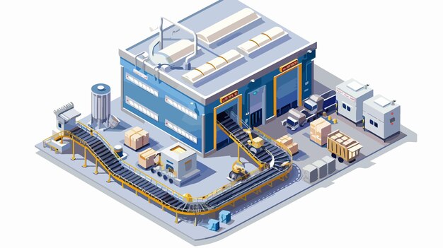 Vector isometric factory industrial building icon