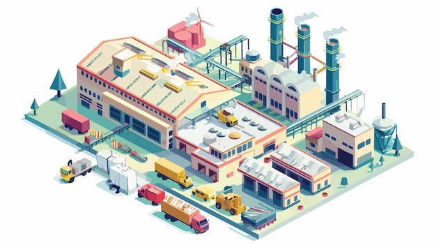 Vector isometric factory industrial building icon