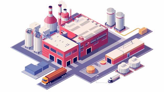 Isometric Factory Industrial Building Icon