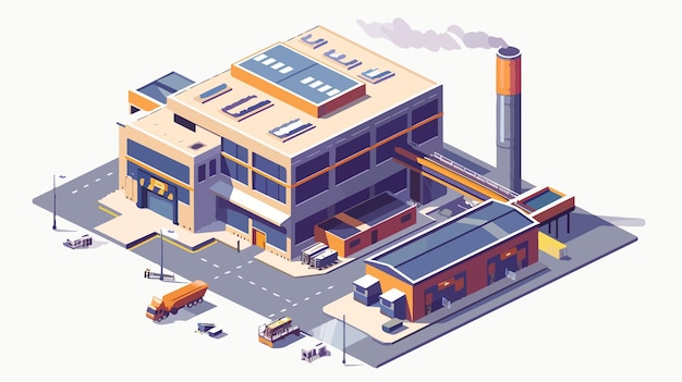 Vector isometric factory industrial building icon