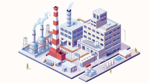 Isometric Factory with Chimney Icon