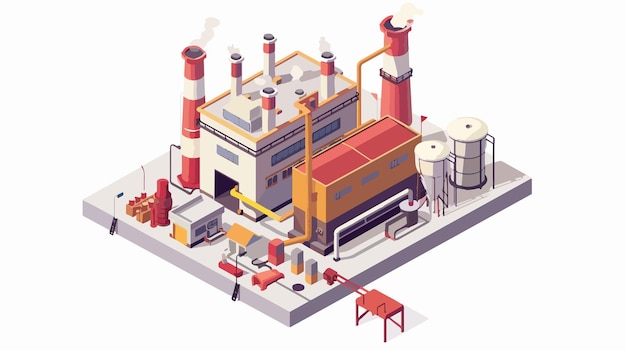 Vector isometric factory with chimney icon