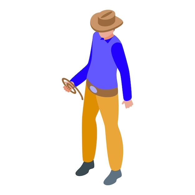 Isometric farmer holding a rake