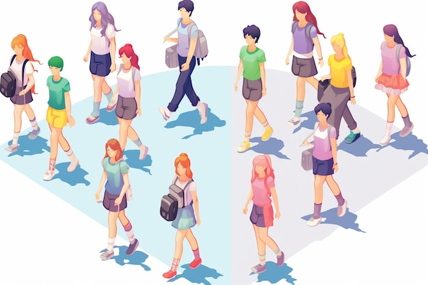 Isometric Figures of Girls and Male