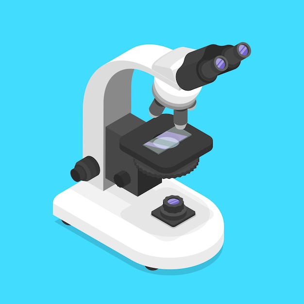 Isometric flat vector concept of a isolated microscope.